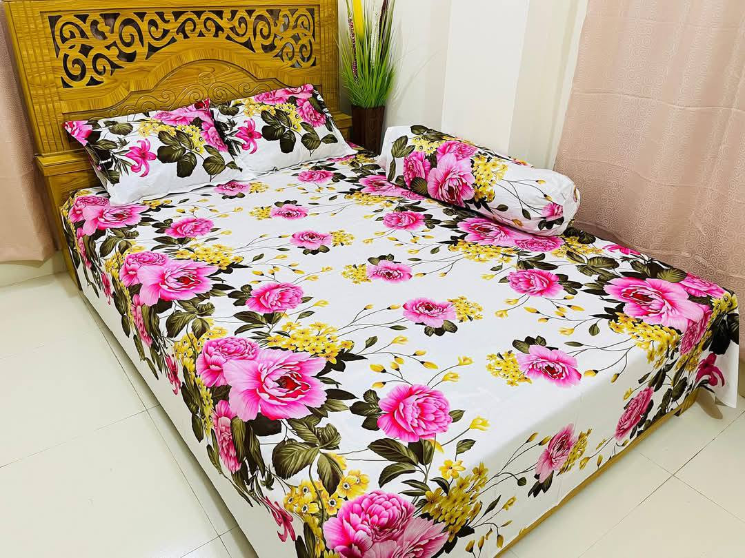 product_1744167666_4088 Luxury Twill Cotton Bedsheet – King Size – 3Pecs - Image 1